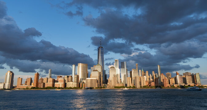 New York city panorama. Skyscraper building of NYC. NY urban city architecture. Midtown Manhattan and Hudson river. Metropolitan city. Metropolis cityscape. New York downtown. Manhattan skyline