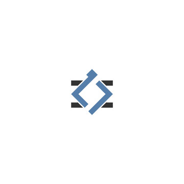 Modern Geometric Abstract Logo with Interlocking Diamond Shape and Dynamic Brackets, Minimal Corporate Vector Symbol for Technology and Business Branding