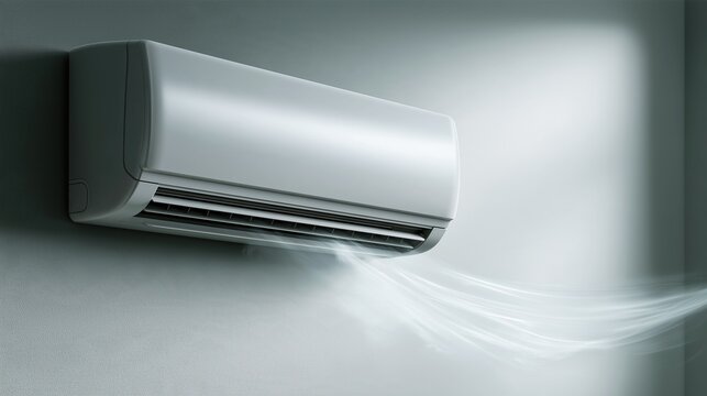 Image of pleasant cool air and airflow emanating from a wall-mounted air conditioner