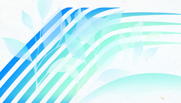 Abstract Blue and Green Stripes with Foliage Generative AI