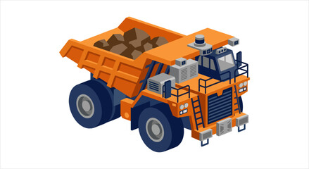 Heavy Duty Orange Mining Dump Truck Illustration. © ahmad