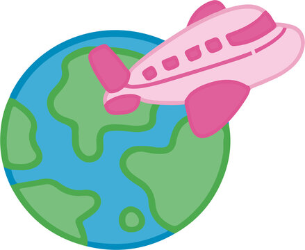 airplane flying around globe
