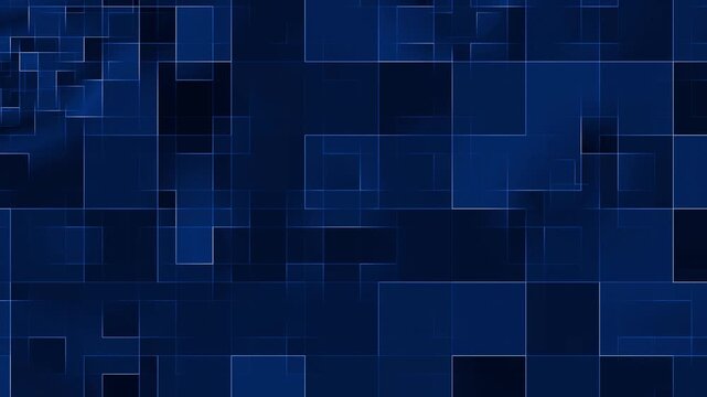 Abstract blue tech background with moving squares pattern geometric motion digital grid animation for data visualization and cyber space interface design elements seamless loop.