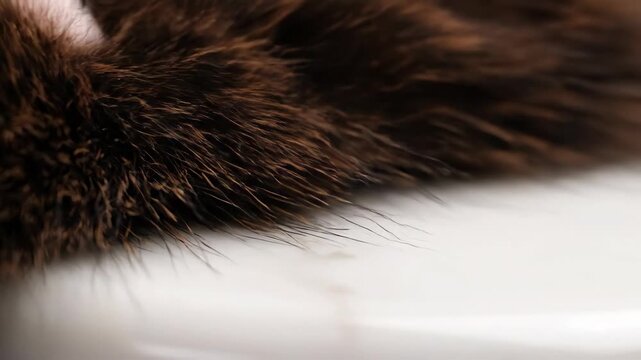 Close-up of dark brown fur texture with individual hairs visible