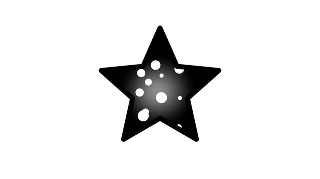 A solid black five pointed star shape is decorated with several small white dots scattered across its surface like glowing sparkling stars at night