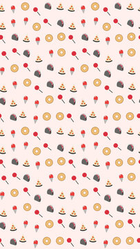 Assorted food icons seamless pattern