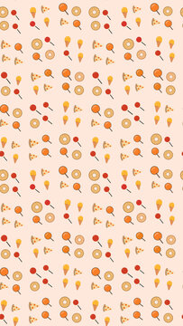 Assorted food icons seamless pattern
