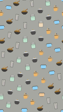 Seamless pattern of food and drink icons
