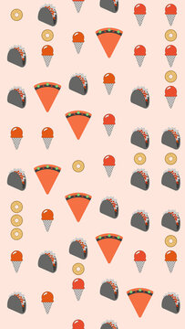 Tacos, Ice Cream Cones, and Donuts Pattern