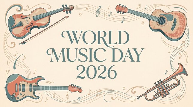 Decorative poster with musical instruments
