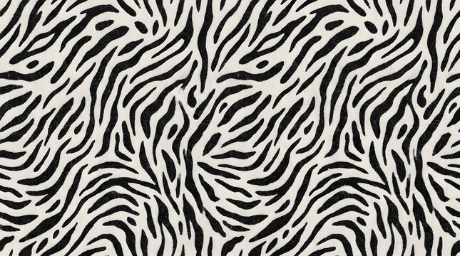 seamless vector pattern with black and white zebra animal print skin fur stripes texture background for textile fabric fashion design and decoration