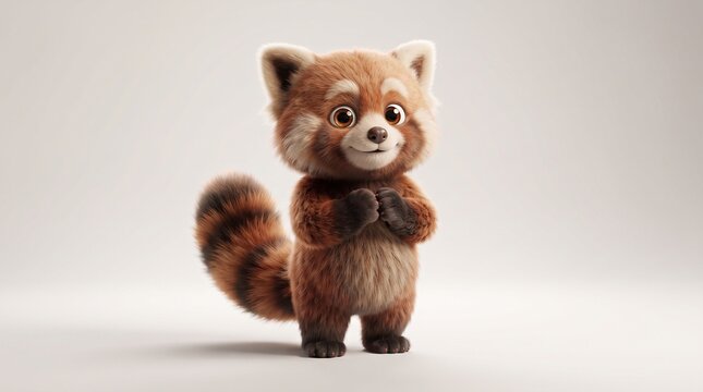Adorable Animated Red Panda Character Standing Upright