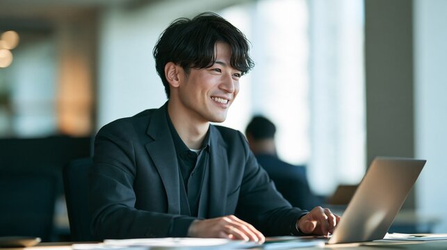 新しい職場で真剣に業務へ取り組む新入社員のオフィスワークイメージ