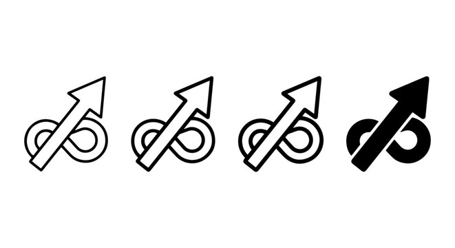 Infinity Arrow Icons, Endless Growth Symbol, Infinite Progress Vector Graphics, Unlimited Potential Icons