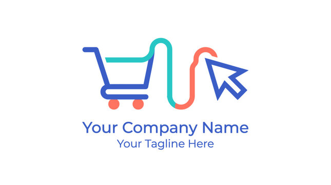 Online Shopping Cart Cursor Logo - E-commerce Concept