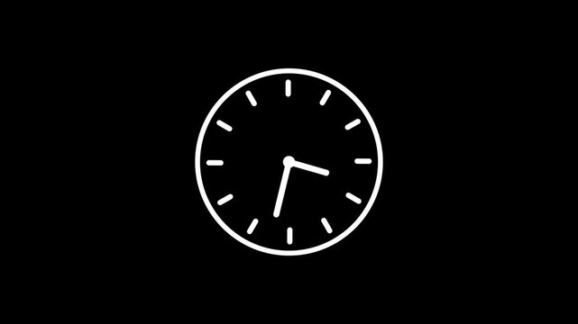 clock ticking on a clean black background, classic modern time concept animation, elegant abstract clock face rotating smoothly, high definition motion graphics loop for corporate presentations