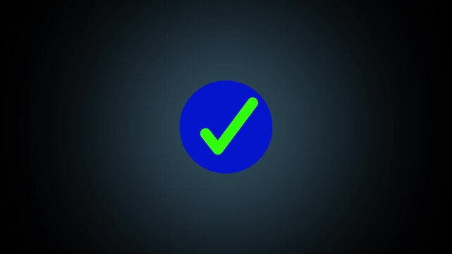 check mark icon flashing on a clean white background, classic modern success and confirmation concept animation, elegant abstract approval symbol looping smoothly, high definition motion graphics.