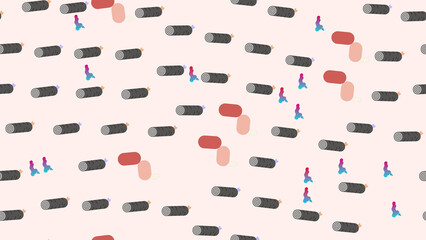 Sushi roll pattern with colorful abstract shapes © raya