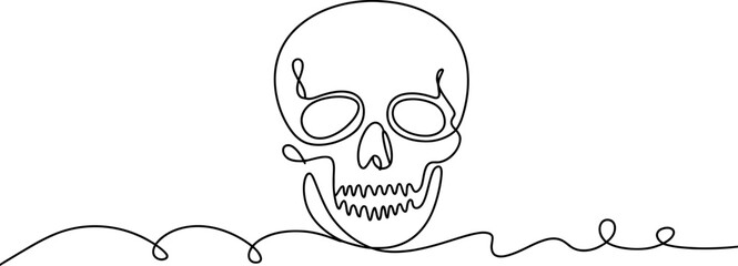 Obraz premium Human skull drawing made with a single continuous black line