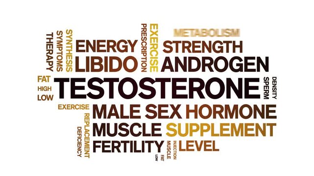 Testosterone animated word cloud-text design animation tag kinetic typography seamless loop.