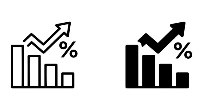 Business Growth and Decline Icons, Financial Chart Vectors, Percentage Data Analysis Graphics