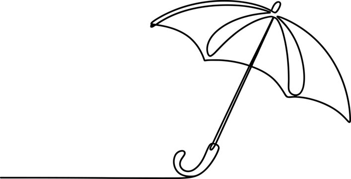 Single continuous line drawing of an open umbrella