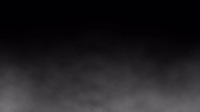 Moving fog smoke overlay on transparent background, looping on alpha channel
