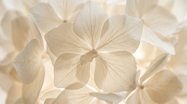 White hydrangea flower petal closeup