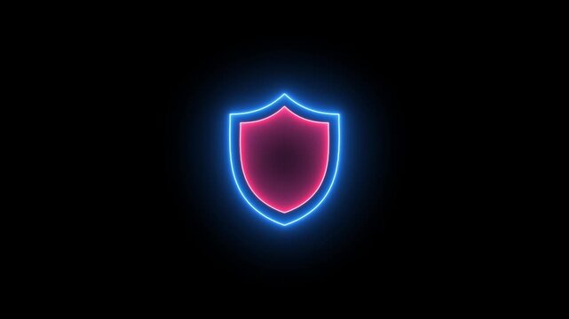 shield neon icon emblem logo animated shield neon emblem logo green screen 4k