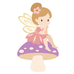Fototapeta premium Cute little garden fairy vector cartoon illustration