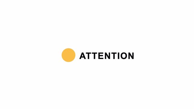 Important alert  motion graphic, , Red exclamation mark alert icon with attention text transparent background in 4K.Attention notice title animation, caution message reveal, Attention text animation