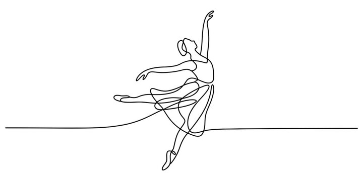 Continuous single line drawing of a graceful ballerina dancing in a beautiful pose Vector, illustration