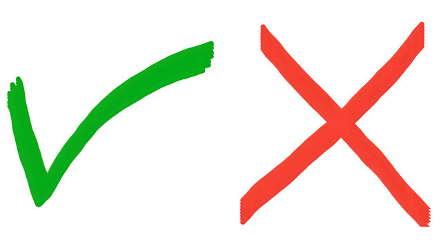 Green Check Mark and Red Cross Icons with Transparent Background