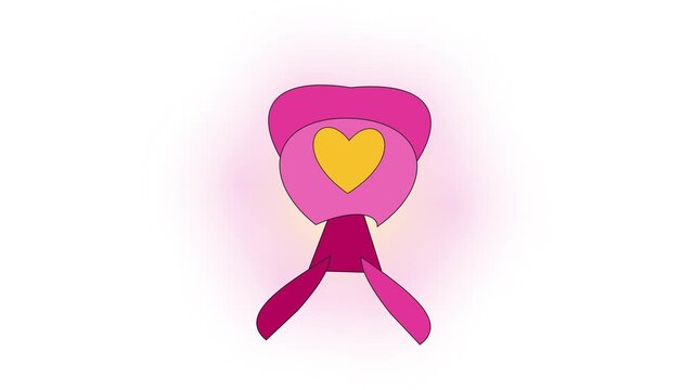 A vibrant pink badge featuring a golden heart shape positioned in the center as an emblem of love and appreciation suitable for celebrations or romantic gestures to express affection and
