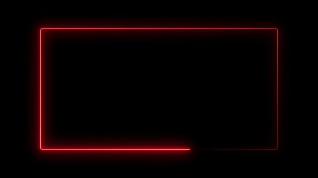 glowing neon blue color square rectangle picture frame icon animation display neon box footage shape round seamless border retro movement on black background