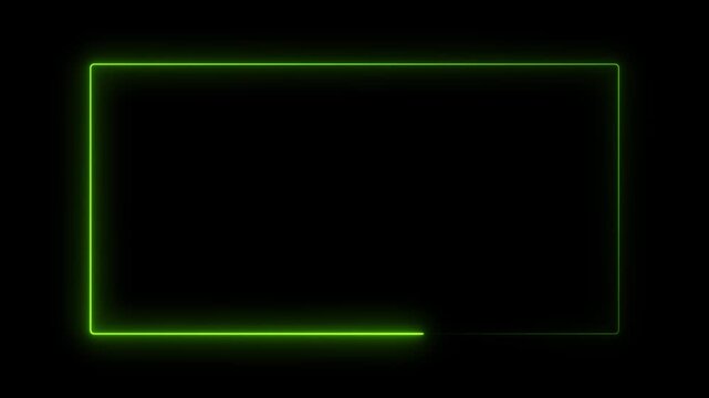 glowing neon blue color square rectangle picture frame icon animation display neon box footage shape round seamless border retro movement on black background