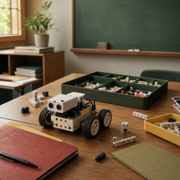Robotics Prototype Kit with Organized Parts and Tools