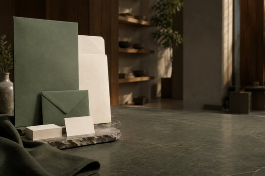 Tactile Stationery Card Display with Copy Space