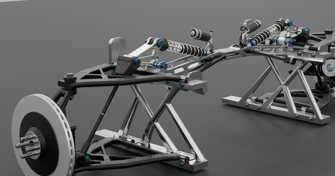 Cantilever suspension system with double wishbone axles. Perfect for drift or tuner car