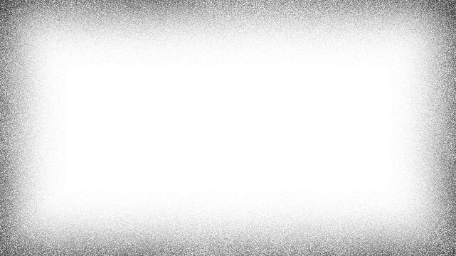 Black and White Vignette Frame Border Overlay with Soft Film Grain Texture and Isolated Center