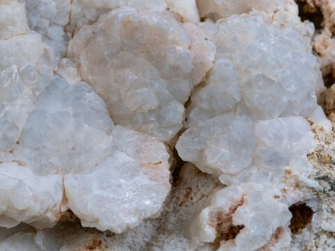 Close-up of white crystalline mineral formation