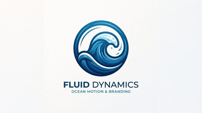 Abstract blue wave logo fluid dynamics symbol representing ocean motion and branding clean vector illustration for marine or surf concepts