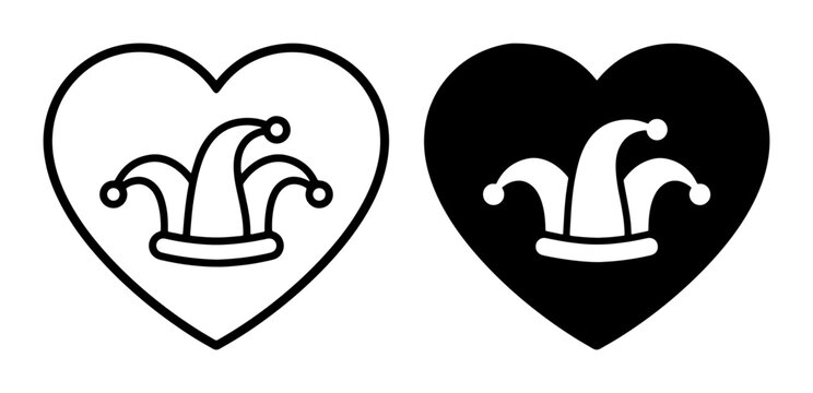 Jester hat inside heart silhouette for logo