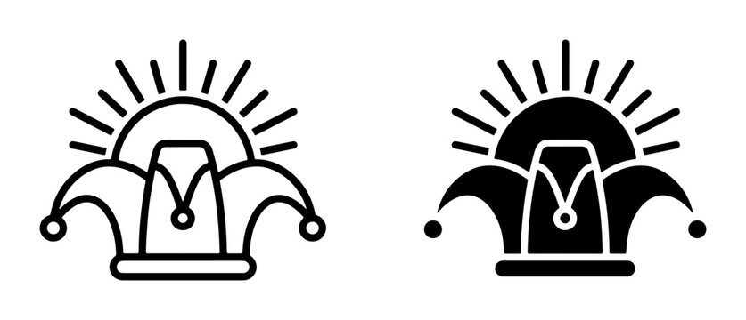 Jester hat and sun silhouette for logo