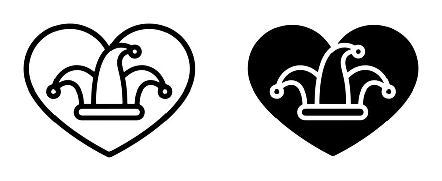 Jester hat inside heart silhouette for logo