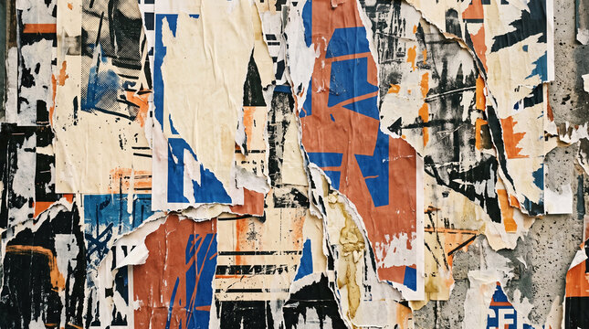 grunge poster overlay background with ripped paper edges