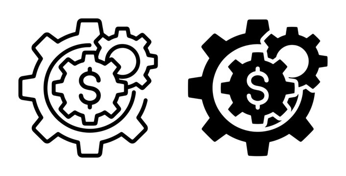 Gears with dollar sign silhouette for business logo