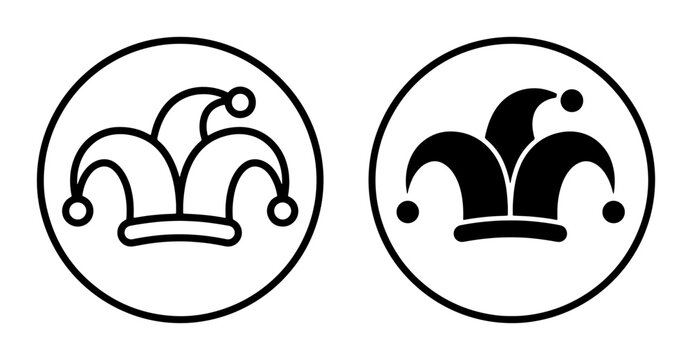 Jester hat outline and filled silhouette for logo