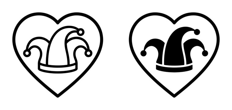 Jester hat silhouette in heart for logo