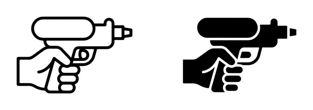 Hand holding water gun silhouette for logo